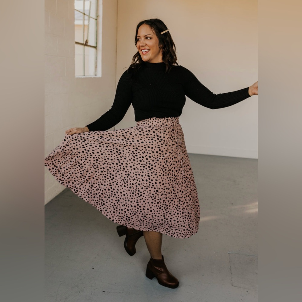 Gilli leopard/spotted print midi skirt - L